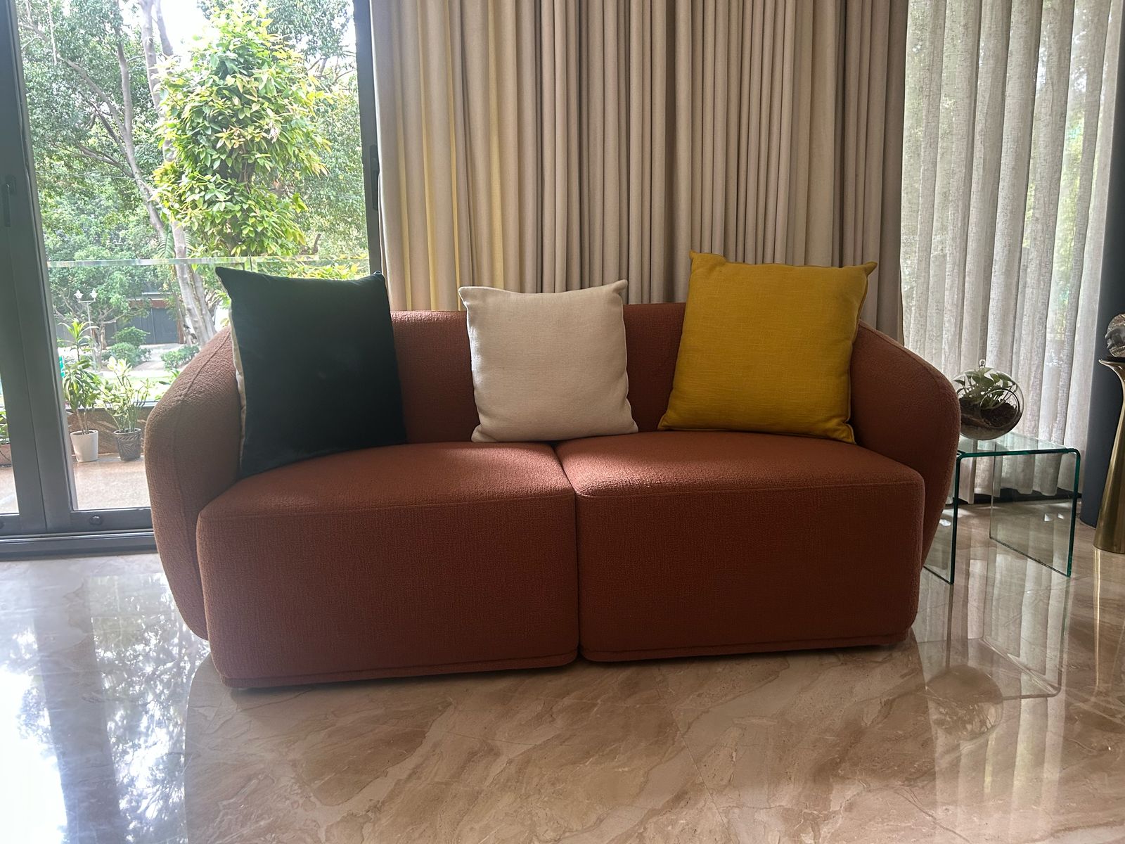 Terra Curved Bouclé Loveseat